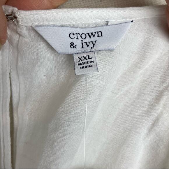 Crown & Ivy White Red Floral Embroidered Sleeveless NWT Top XXL - Picture 7 of 8